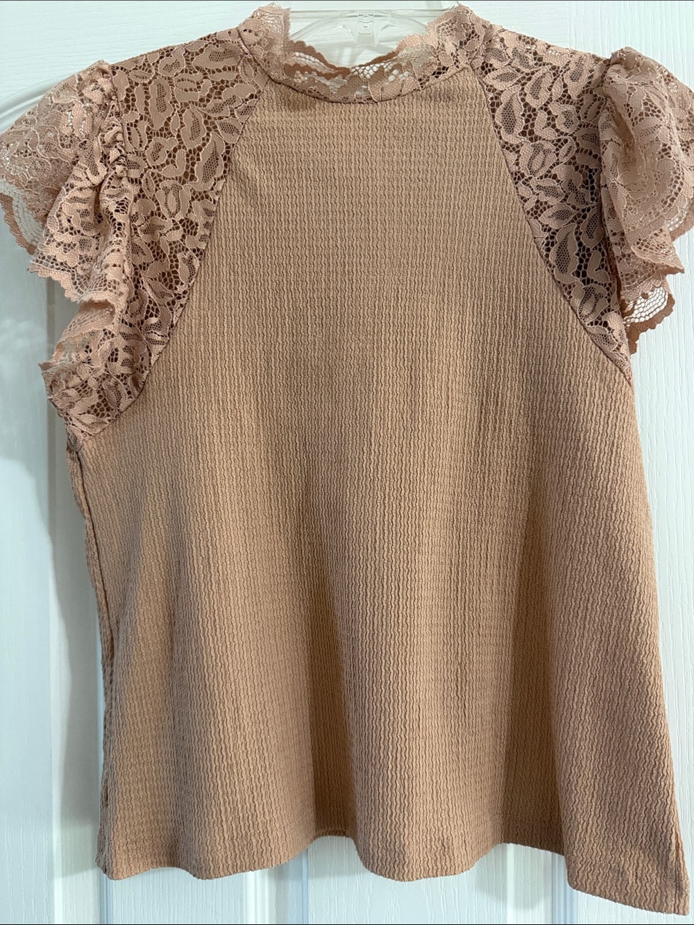 Haute Monde Lace-Trim Blouson Top in Blush
